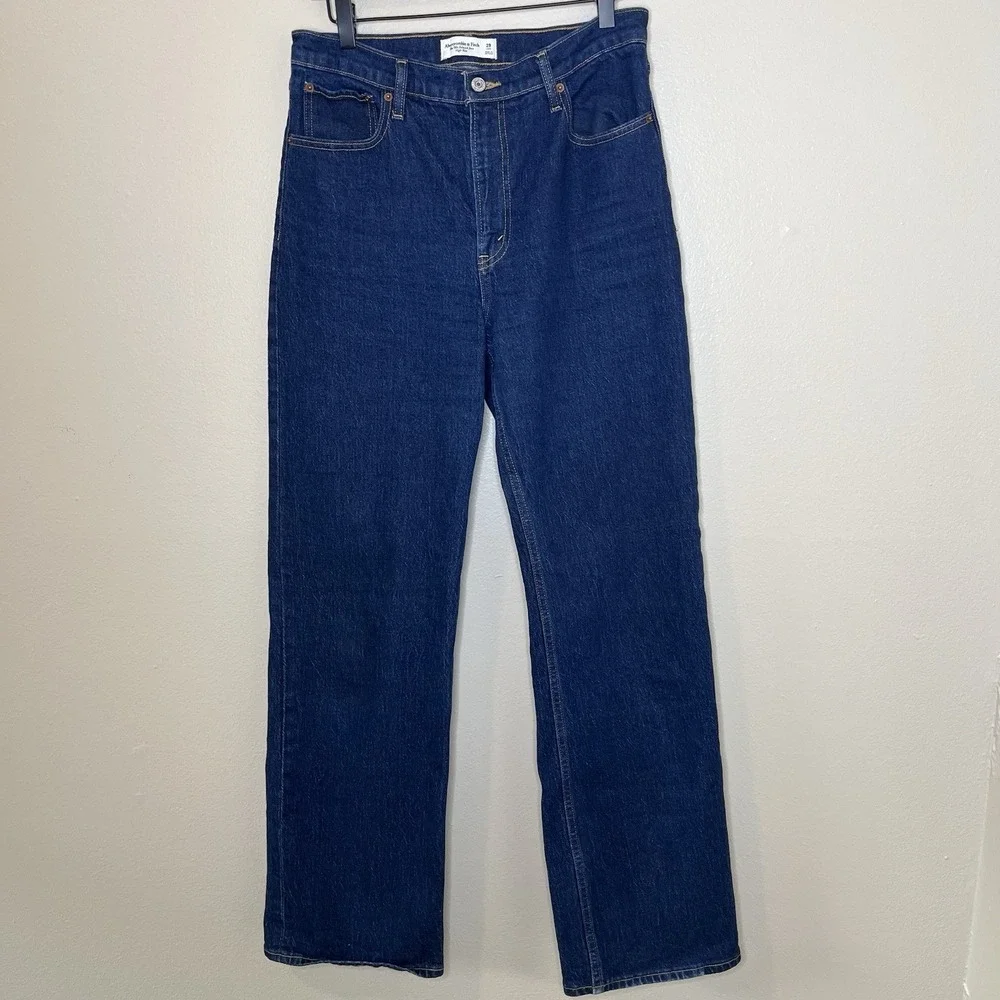 abercrombie fitch jeans 29 Long 90s Relaxed High Rise Dark Blue Classic Wide‎ 8